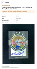 Item details and original photo for 2024-25 Panini Noir Snapshot #SP-TH Thierry Henry Auto 4/10 France.