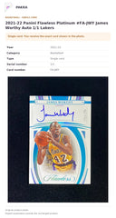 Item details and original photo for 2021-22 Panini Flawless Platinum #FA-JWY James Worthy Auto 1/1 Lakers.