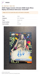 Item details and original photo for 2026 Topps Cosmic Chrome WWE Auto Rhea Ripley 8/10 Black Refractor #CCA-RIP.