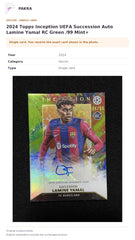 Item details and original photo for 2024 Topps Inception UEFA Succession Auto Lamine Yamal RC Green /99 Mint+.