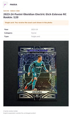 Item details and original photo for 2023-24 Panini Obsidian Electric Etch Estevao RC Rookie /120.