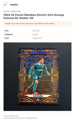 Item details and original photo for 2023-24 Panini Obsidian Electric Etch Orange Estevao RC Rookie /40.
