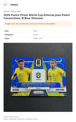 Item details and original photo for 2026 Panini Prizm World Cup Estevao Joao Pedro Connections /8 Blue Shimmer.