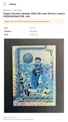 Item details and original photo for Topps Chrome Update 2025-26 Luka Doncic Lakers FROZENFRACTOR -4/0.