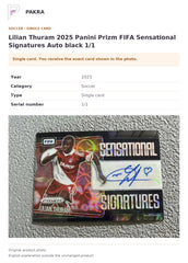 Item details and original photo for Lilian Thuram 2025 Panini Prizm FIFA Sensational Signatures Auto black 1/1.