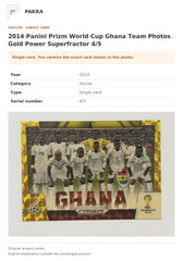 Item details and original photo for 2014 Panini Prizm World Cup Ghana Team Photos Gold Power Superfractor 4/5.