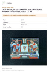 Item details and original photo for 2026 Prizm JOSKO GVARDIOL LUKA VUSKOVIC CONNECTIONS black pulsar 1/1 #8.