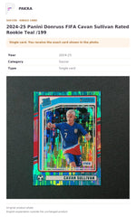 Item details and original photo for 2024-25 Panini Donruss FIFA Cavan Sullivan Rated Rookie Teal /199.