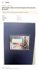 Item details and original photo for 2021 Panini 2021-22 Panini Origins Chris Duarte RC AUTO.