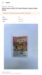 Item details and original photo for 2021 Panini 2021-22 Panini Mosaic Skylar Mays AUTO.