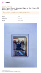 Item details and original photo for 2005 Panini Topps Bowman Signs of the Future RC Danny Granger AUTO.