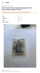 Item details and original photo for 2013 Panini Prizm Rookie Autographs #29 Sacramento Kings RC AUTO.