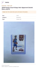 Item details and original photo for 2020 Panini Court Kings Heir Apparent Daniel Oturu AUTO.