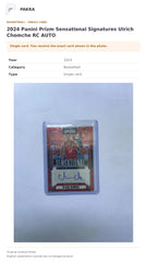 Item details and original photo for 2024 Panini Prizm Sensational Signatures Ulrich Chomche RC AUTO.