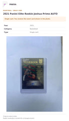 Item details and original photo for 2021 Panini Elite Rookie Joshua Primo AUTO.