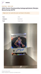 Item details and original photo for 2022 Panini Penmanship Autograph(Auto) MarJon Beauchamp AUTO.