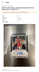 Item details and original photo for 2023 Panini Hoops. Autograph(Auto) Jeremiah Robinson-Earl AUTO 0/1.