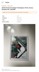 Item details and original photo for 2010 Panini Prestige Prestigious Picks Avery Bradley RC 220/499.