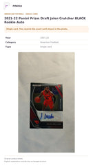 Item details and original photo for 2021-22 Panini Prizm Draft Jalen Crutcher BLACK Rookie Auto.
