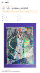 Item details and original photo for 2021 Panini #No.65 Lonzo Ball 40/49.