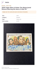 Item details and original photo for 2026 Topps Allen & Ginter The Maine Jared Monaco Bearing the Auto of #AA-TM.
