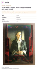 Item details and original photo for 2024 Topps Chrome Dune Lady Jessica Red Refractor 5/5 #3.