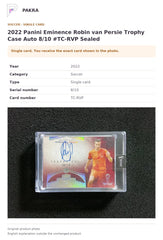 Item details and original photo for 2022 Panini Eminence Robin van Persie Trophy Case Auto 8/10 #TC-RVP Sealed.