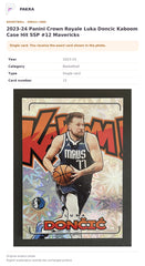 Item details and original photo for 2023-24 Panini Crown Royale Luka Doncic Kaboom Case Hit SSP #12 Mavericks.