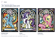 Chinese Fun 6 Diamond CR stained-glass chase examples: QY06-◇CR-003L5 Rainbow Dash, 004L5 Rarity and 005L5 Fluttershy