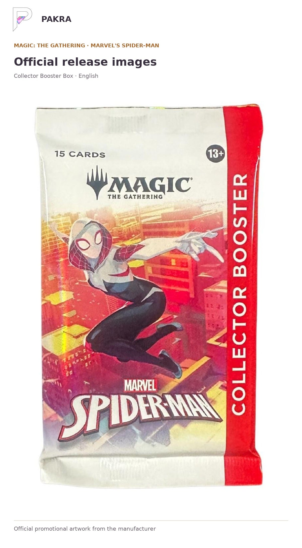 Official release image for Magic: The Gathering Marvel's Spider-Man Collector Booster Box - English.