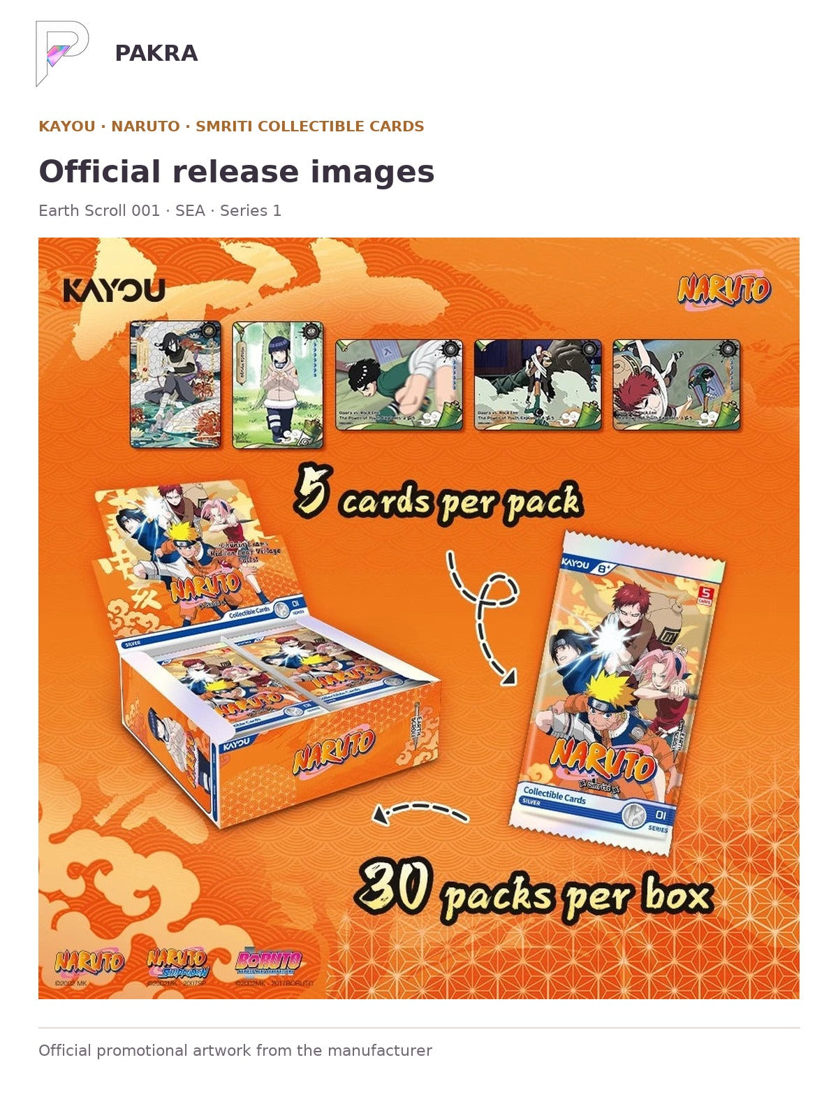 Official release image for KAYOU Naruto Smriti Earth Scroll 001 SEA Series 1 Display Box.