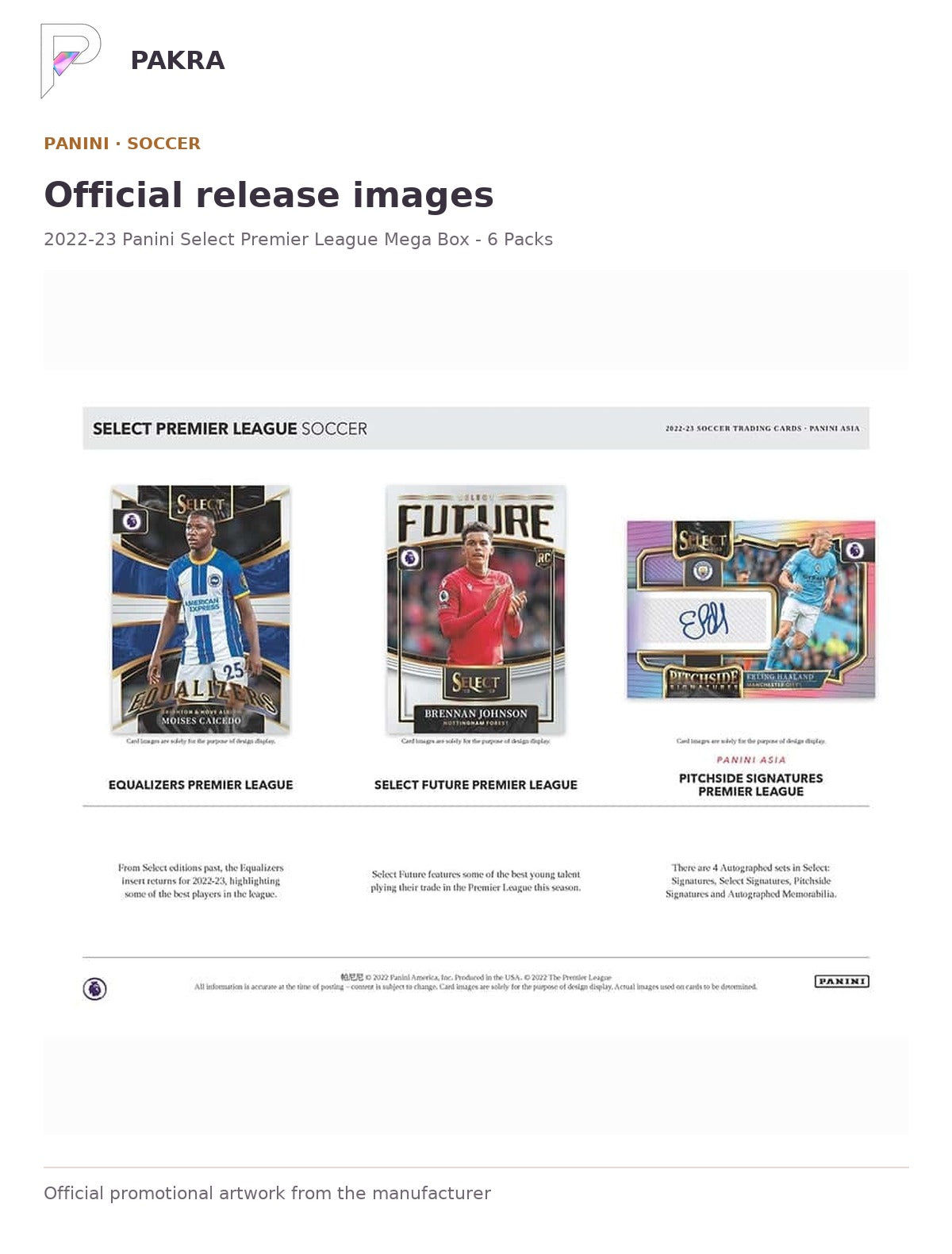 Official release image for 2022-23 Panini Select Premier League Mega Box - 6 Packs.