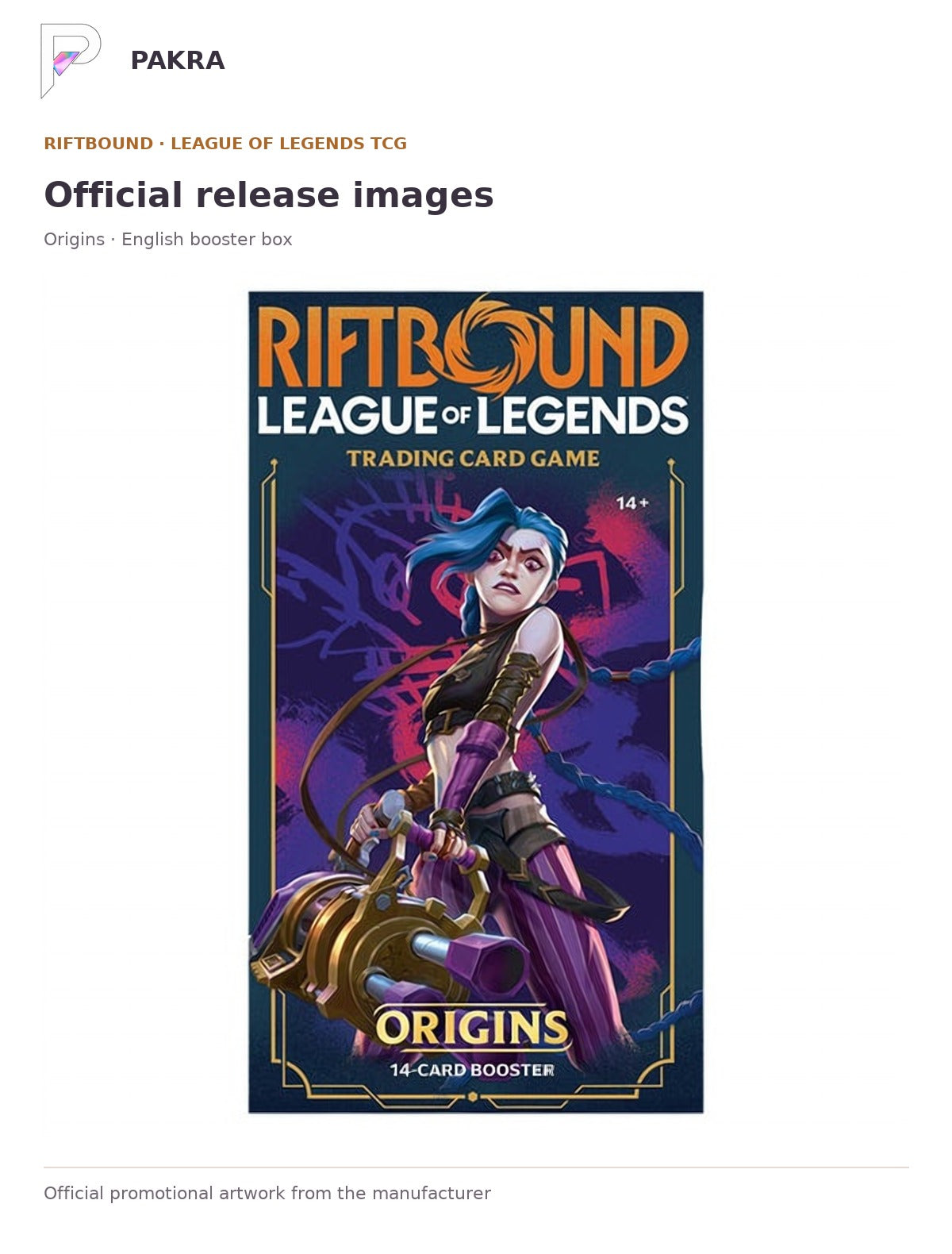 Official release image for Riftbound League of Legends TCG Origins Booster Box - English - 24 Packs.
