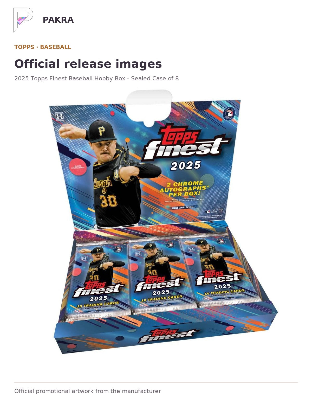 Official release image for 2025 Topps Finest Baseball Hobby Box - Sealed Case of 8.