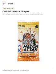 Official release image for 2025-26 Topps Match Attax NBA Super Pack Edition - Sealed Case of 36 Boxes.