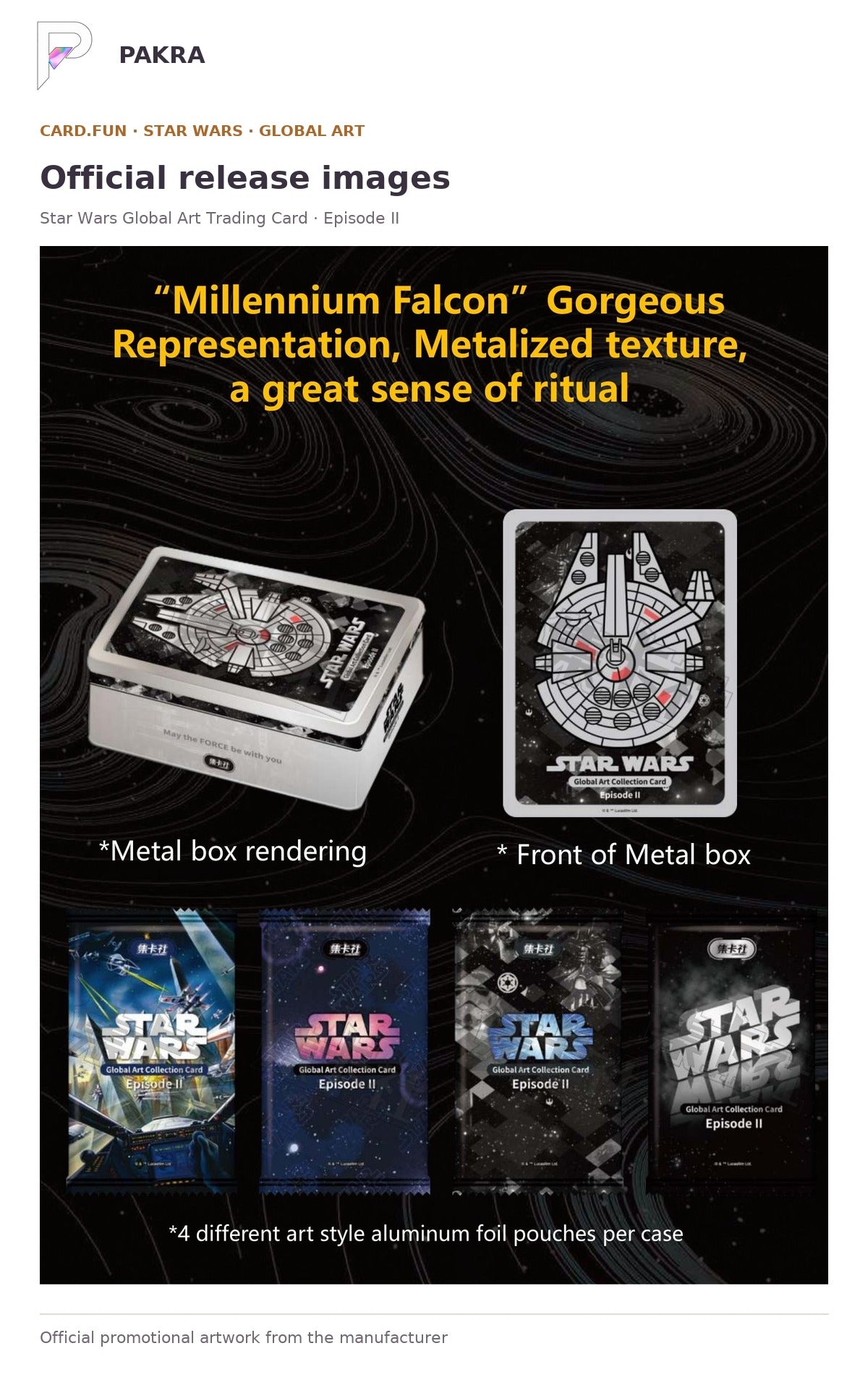 Official release image for Card.fun Star Wars Global Art Trading Card Episode II Tin Box.