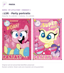 Stardust 1 diamond LSR original party portraits PL-diamond-LSR-002 Pinkie Pie and 005 Fluttershy