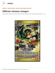 Official release image for Dragon Ball Super Card Game Masters B25 Legend of the Dragon Balls Booster - Sealed Case.