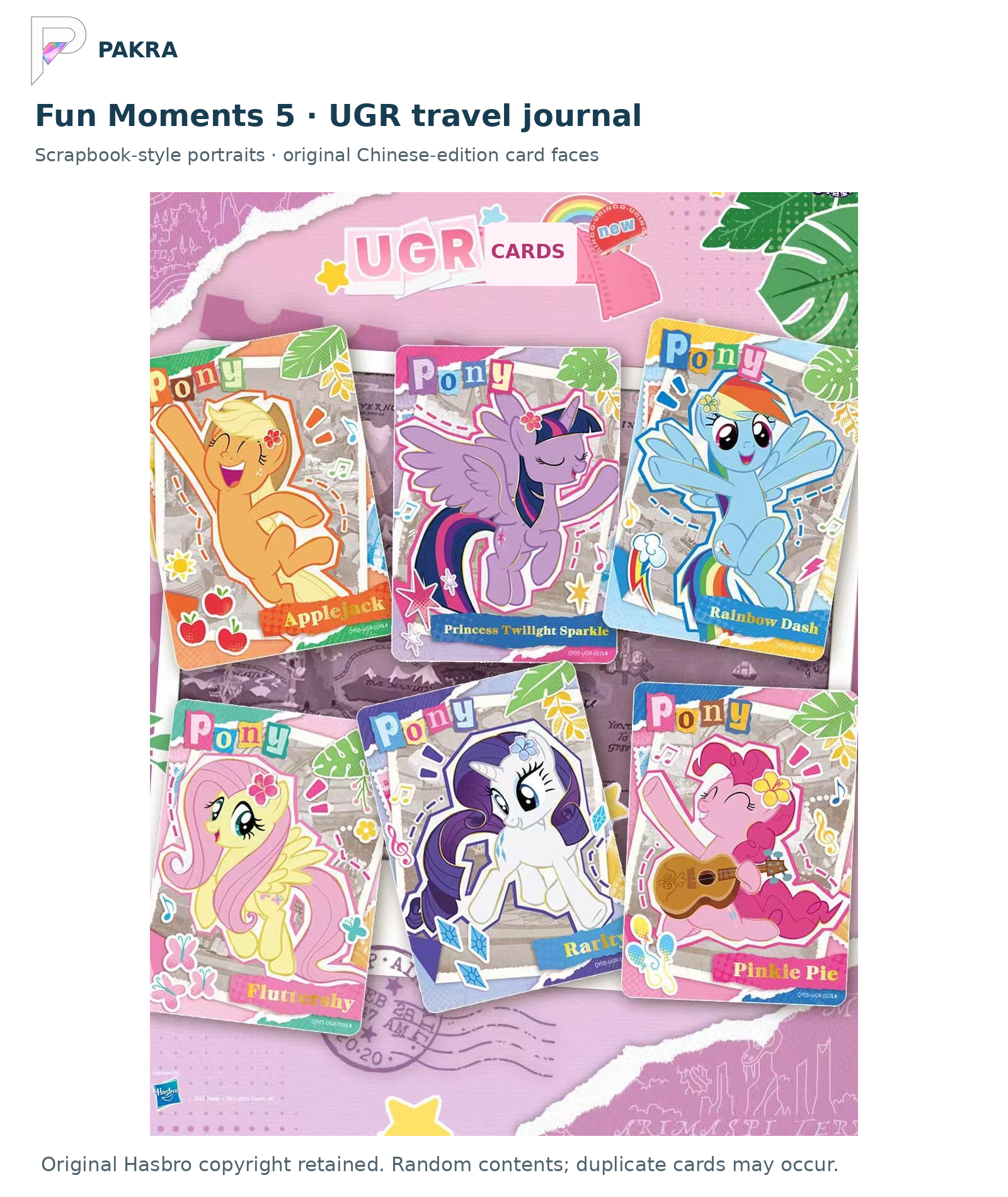 Fun Moments 5 QY05 UGR original travel-journal card art with English heading
