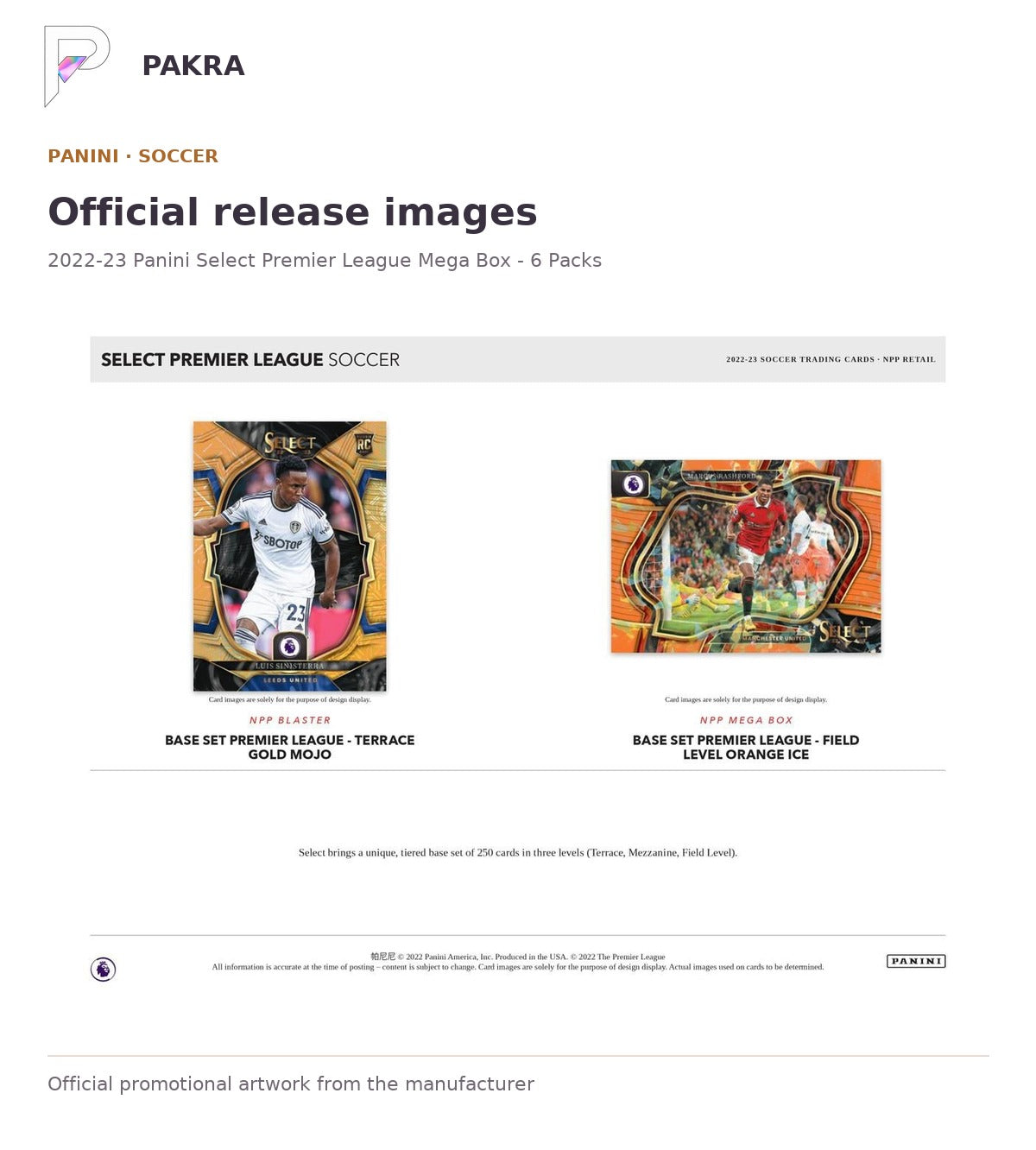 Official release image for 2022-23 Panini Select Premier League Mega Box - 6 Packs.