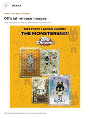 Official release image for 2025 Topps Chrome Labubu 10th Anniversary Hobby Box.