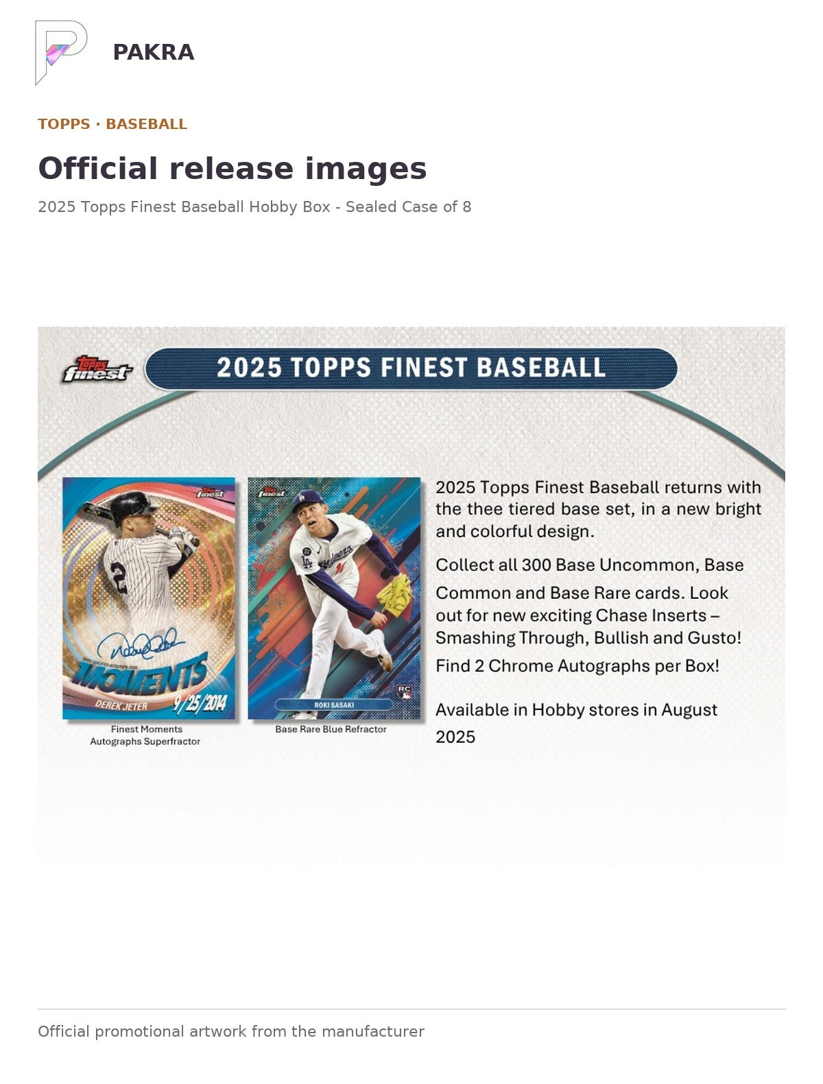 Official release image for 2025 Topps Finest Baseball Hobby Box - Sealed Case of 8.