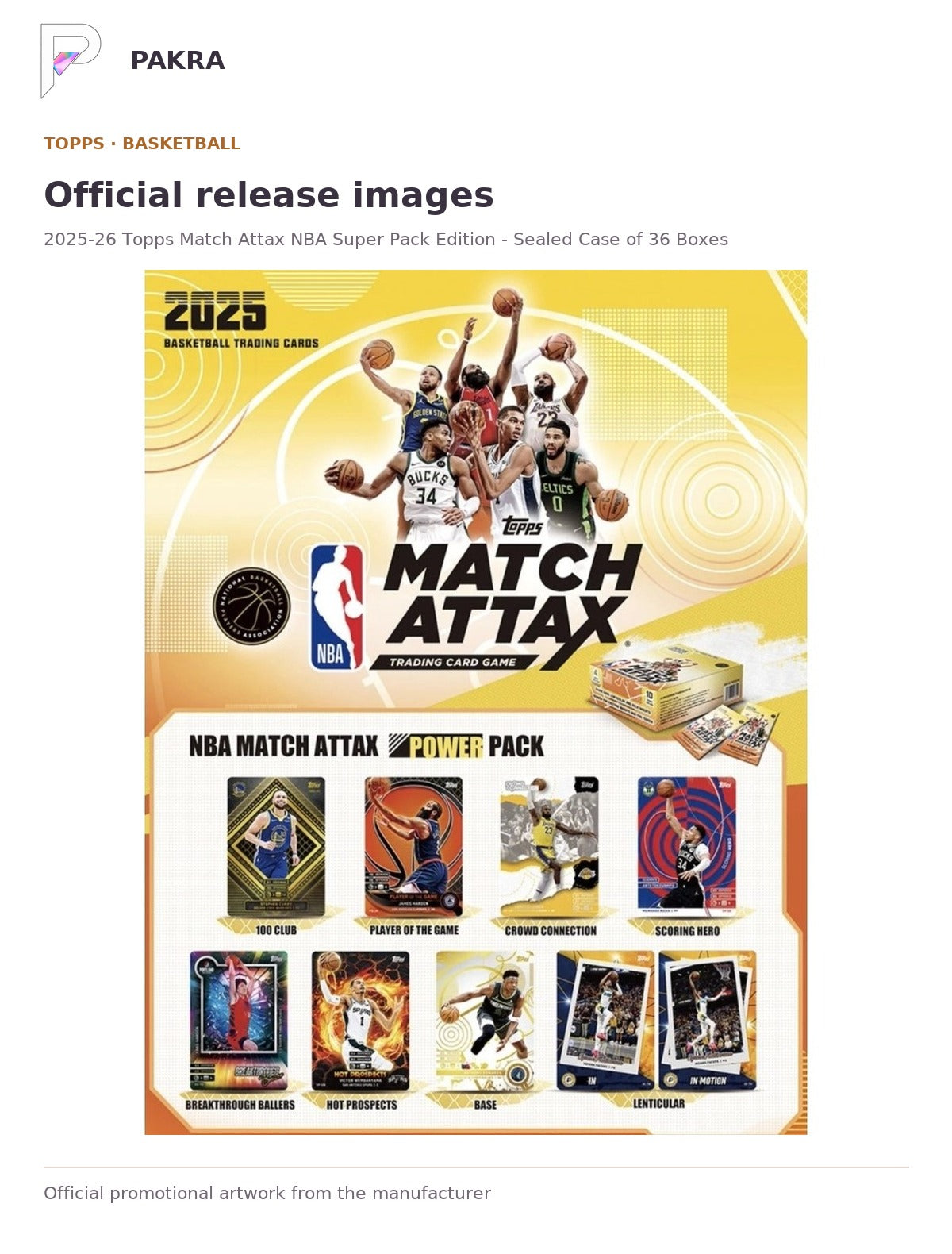 Official release image for 2025-26 Topps Match Attax NBA Super Pack Edition - Sealed Case of 36 Boxes.