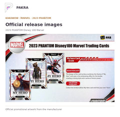 Official release image for Kakawow 2023 PHANTOM Disney 100 Marvel Collectible Cards Box.