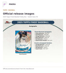 Official release image for 2025 Topps Finest Baseball Hobby Box - Sealed Case of 8.