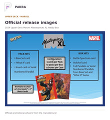 Official release image for 2024 Upper Deck Marvel Masterpieces XL Hobby Box.