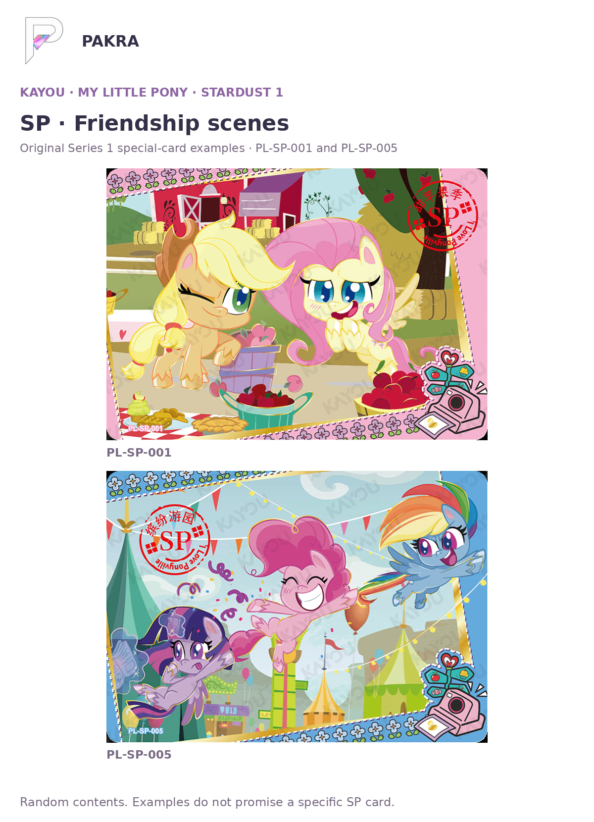 Stardust 1 original special SP card scenes PL-SP-001 and PL-SP-005 with unchanged artwork