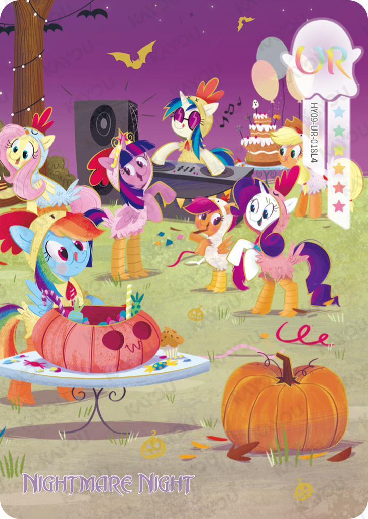 Moon 9 UR HY09-UR-018 - DJ Pon-3, Rainbow Dash, Fluttershy, Rarity, Twilight Sparkle, Scootaloo - source b89f33b638ad4bcf