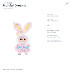 Baby Three Fruitful Dreams product specifications card with official front photograph and PAKRA logo; not an additional angle