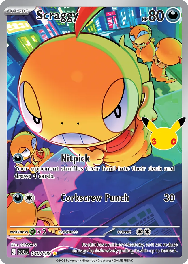 Pokémon Scraggy 30C-140/128 — English Single Card